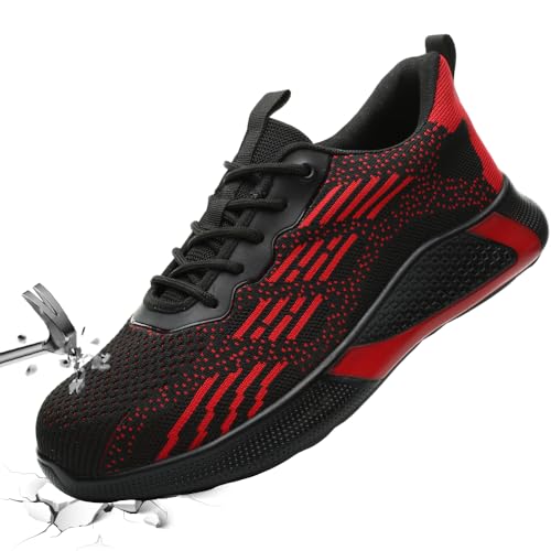 Baodenvi Arbeitsschuhe S1 Sicherheitsschuhe Damen Herren mit Stahlkappe Schutzschuhe Sportlich Arbeit Schuhe Unisex Sommer Atmungsaktiv rutschfeste Stahlkappenschuhe Schwarz Rot 40 Baodenvi Arbeitsschuhe S1 Sicherheitsschuhe Damen Herren mit Stahlkappe Schutzschuhe Sportlich Arbeit Schuhe Unisex Sommer Atmungsaktiv rutschfeste Stahlkappenschuhe Schwarz Rot 40 von Baodenvi
