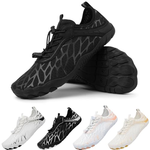 Schwimmschuhe Herren Wasserschuhe Damen 41 Badeschuhe Barfußschuhe Strandschuhe Aquaschuhe Unisex Sommer Schnell Trocknen Surfschuhe Schwarz Outdoor von Baodenvi
