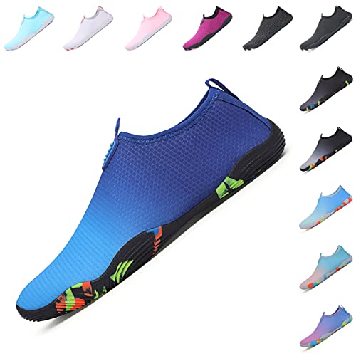 Baofular Badeschuhe Damen Herren Wasserschuhe Schwimmschuhe Sommer Strandschuhe Schnell Trocknend Aquaschuhe Surfschuhe für Meer Blau 35 EU von Baofular