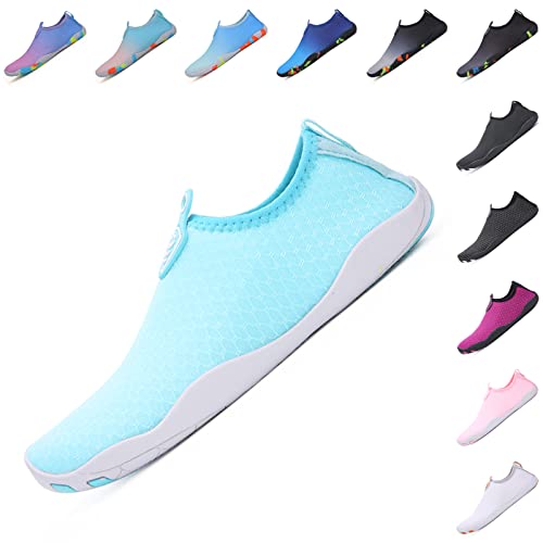 Baofular Badeschuhe Damen Herren Wasserschuhe Schwimmschuhe Sommer Strandschuhe Schnell Trocknend Aquaschuhe Surfschuhe für Meer Cyan 35 EU von Baofular