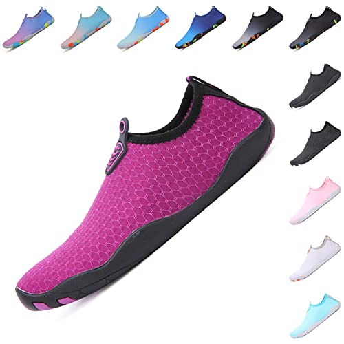 Baofular Badeschuhe Damen Herren Wasserschuhe Schwimmschuhe Sommer Strandschuhe Schnell Trocknend Aquaschuhe Surfschuhe für Meer Lila 35 EU von Baofular