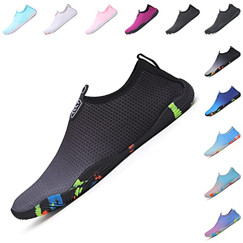 Baofular Badeschuhe Damen Herren Wasserschuhe Schwimmschuhe Sommer Strandschuhe Schnell Trocknend Aquaschuhe Surfschuhe für Meer Schwarz 36 EU von Baofular