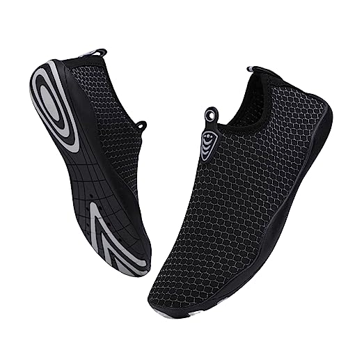Badeschuhe Damen Herren Wasserschuhe Schwimmschuhe Strandschuhe Aquaschuhe Schwarz Silber 45 EU von Baofular