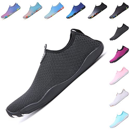 Baofular Badeschuhe Damen Herren Wasserschuhe Schwimmschuhe Sommer Strandschuhe Schnell Trocknend Aquaschuhe Surfschuhe für Meer Alles Schwarz 35 EU von Baofular