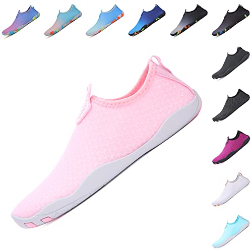 Baofular Badeschuhe Damen Herren Wasserschuhe Schwimmschuhe Sommer Strandschuhe Schnell Trocknend Aquaschuhe Surfschuhe für Meer Rosa 35 EU von Baofular