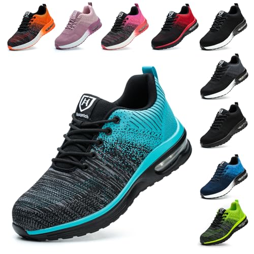 Baofular Arbeitsschuhe Herren Sicherheitsschuhe Damen Leicht Sportlich Stahlkappenschuhe rutschfest Atmungsaktiv Cyan 48 EU 290 von Baofular