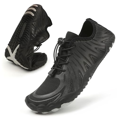 Baofular Badeschuhe Damen Barfußschuhe Herren Barfuss Wasserschuhe Schwimmschuhe Aquaschuhe Sommer Schnell Trocknend Strandschuhe für Surfen Tauchen Alles Schwarz 38 EU von Baofular