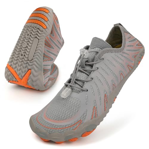 Baofular Badeschuhe Damen Barfußschuhe Herren Barfuss Wasserschuhe Schwimmschuhe Aquaschuhe Sommer Schnell Trocknend Strandschuhe für Surfen Tauchen Grau 39 EU von Baofular