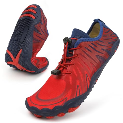 Baofular Badeschuhe Damen Barfußschuhe Herren Barfuss Wasserschuhe Schwimmschuhe Aquaschuhe Sommer Schnell Trocknend Strandschuhe für Surfen Tauchen Rot 41 EU von Baofular