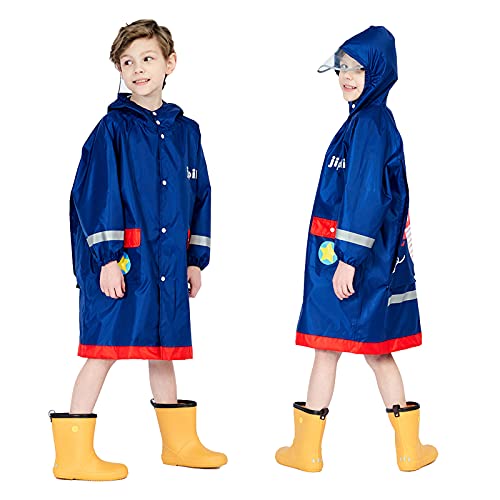 Baogaier Jungen Regenmantel Kapuze Regenjacke Regenanzug Regenponcho Einteilig Kinder Blau Atmungsaktiv Regenponcho Wasserdicht Lang Leicht Sport Poncho Wandern Arbeit Reißverschluss PVC 4-6 Jahre von Baogaier