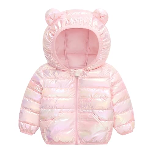 Baogaier Mädchen Baby Wasserdichte Winterjacke mit Kapuze Rosa Regenfest Winddicht Leichter Outdoor Warm Puffer Steppjacke Glänzend Wintermantel Kinder Herbst Kleidung 2-3 Jahre, GR.92-98 von Baogaier