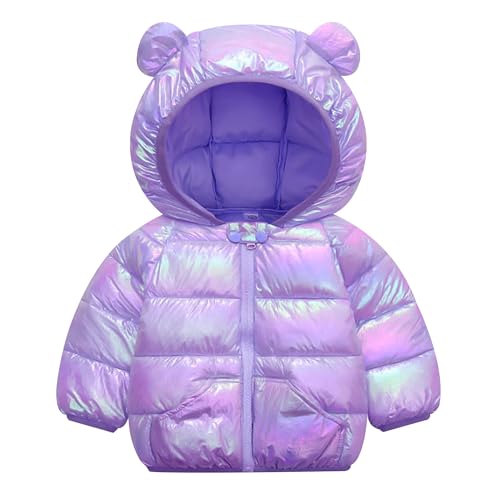Baogaier Mädchen Baby Wasserdichte Winterjacke mit Kapuze Rosa Regenfest Winddicht Leichter Outdoor Warm Puffer Steppjacke Glänzend Wintermantel Kinder Herbst Kleidung 2-3 Jahre, GR.92-98 von Baogaier