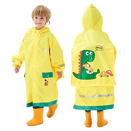 Baogaier Mädchen Jungen Regenmantel Kapuze Regenponcho Regenjacke Regenanzug Einteilig Kinder Gelb Atmungsaktiv Regenponcho Wasserdicht Leicht Poncho Wandern Arbeit Reißverschluss Outdoor 4-6 Jahre von Baogaier