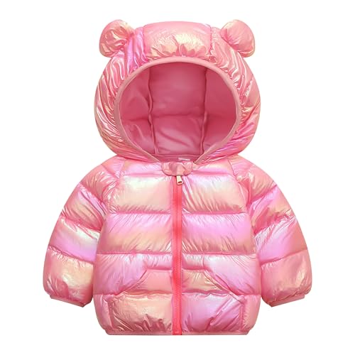 Baogaier Mädchen Wasserdichte Winterjacke mit Kapuze Rose Regenfest Winddicht Leichter Outdoor Warm Puffer Steppjacke Glänzend Wintermantel Kinder Herbst Kleidung 4-5 Jahre, GR.104-110 von Baogaier