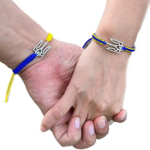 Baokuan 2pcs/set Ukraine Armbänder Nationales Emblem -dreizack -symbol -charmarmband Für Paare Edelstahlschmuck von Baokuan