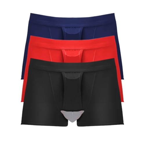 Baoneite Männer Trunks Modal Boxershorts für Herren Sexy Sport Fun Unterwäsche (L, Schwarz/Rot/Blau) von Baoneite