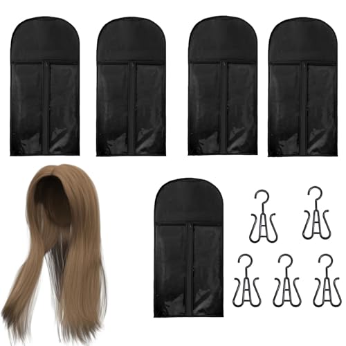 Baoqifong Aufbewahrungstasche für Haarverlängerungen, Aufbewahrungstasche für Perückentaschen,5-teiliges staubdichtes Haarverlängerungshalter-Perücken-Organizer-Set - Tragbarer Perückenaufhänger, von Baoqifong