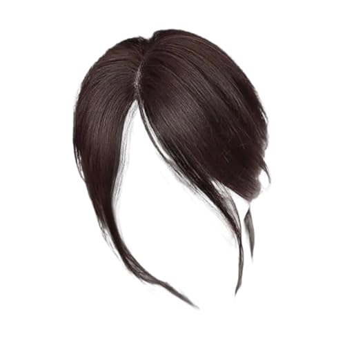 Baoqifong Topper Mittiger Seitenscheitel Pony,Kunsthaar Pony Haarteil Für Mittel Und Seitenscheitel | Volumenverstärkendes Zubehör Natürlich Aussehende Atmungsaktige Perücke Für Damen Reisen Freizeit von Baoqifong