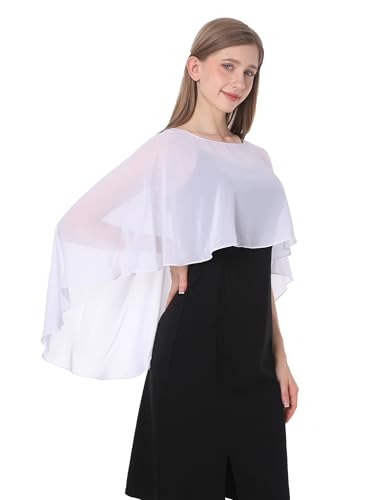 Baiqiya Damen Hochzeit Capes weich Chiffon- Shrug Braut Langer Schal und Wraps Einheitsgröße Weiß von Baoqiya