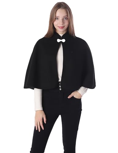 Baoqiya Capelet Capelet Capes mit Kapuze, warmer Poncho, Brautstola, Schal für Damen, Schwarz, Einheitsgröße von Baoqiya