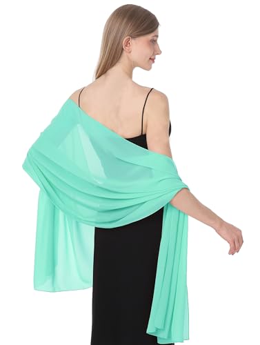 Baoqiya Chiffon-Schals für Brautkleid, Hochzeit, Party, Abendkleid und besondere Anlässe, Aqua, Länge (79") * Breite (19") von Baoqiya