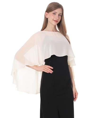 Baoqiya Damen-Capelett-Schals und Wraps für Abendkleider, weicher Brautjungfern-Schal, Chiffon-Umhang, Hochzeitsvertuschung, Blass Champagner, Einheitsgröße von Baoqiya