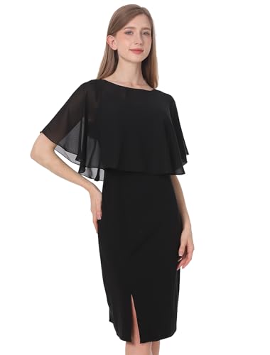 Baoqiya Hochzeitsumhänge Braut Capelet Chiffon Spitze Shrug Schals und Wraps für Abendkleid, Schwarz, Einheitsgröße von Baoqiya