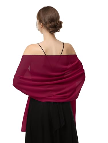 Chiffon-Schals, Schals für Braut, Hochzeit, Party, Abendkleid und besondere Anlässe, weinrot, Länge (79") * Breite (19") von Baoqiya