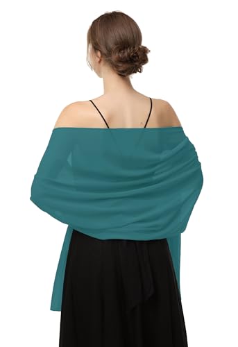 Chiffon-Schals, Schals für Braut, Hochzeit, Party, Abendkleid und besondere Anlässe Kleider, Tealgreen, Länge (79") * Breite (19") von Baoqiya