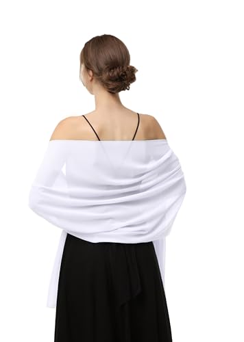 Chiffon-Schals, Schals für Braut, Hochzeit, Party, Abendkleid und besondere Anlässe Kleider, Weiß, Länge (79") * Breite (19") von Baoqiya