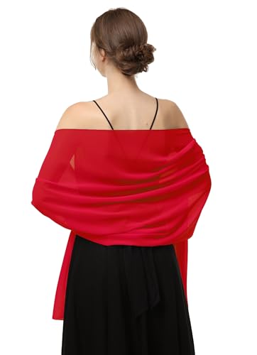 Chiffon-Schals, Schals für Braut, Hochzeit, Party, Abendkleid und besondere Anlässe Kleider, rot, Länge (79") * Breite (19") von Baoqiya