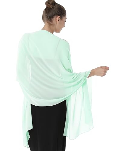 Chiffon-Schals für Brautkleid, Hochzeit, Party, Abendkleid und besondere Anlässe, mint, Länge (79") * Breite (19") von Baoqiya