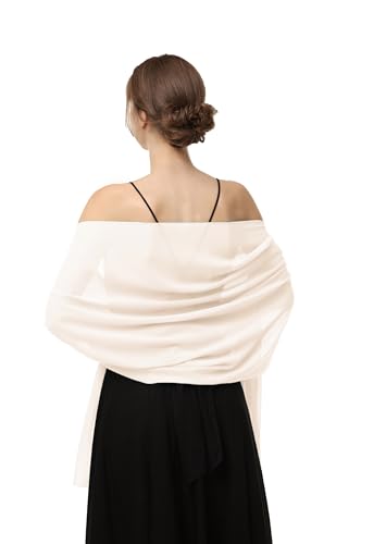 Chiffon-Schals, Schals für Braut, Hochzeit, Party, Abendkleid und besondere Anlässe, Blass Champagner, Länge (79") * Breite (19") von Baoqiya