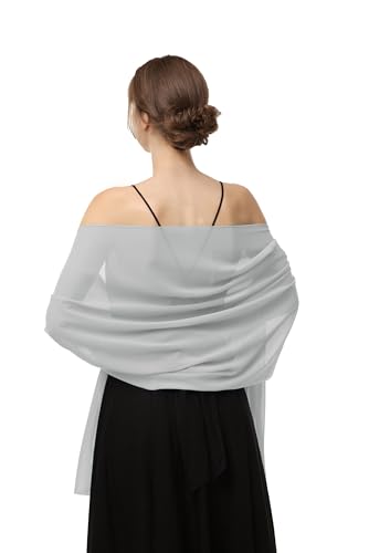 Chiffon-Schals, Schals für Braut, Hochzeit, Party, Abendkleid und besondere Anlässe Kleider, grau, Länge (79") * Breite (19") von Baoqiya