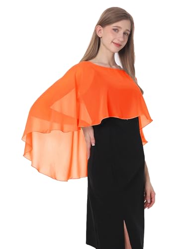 Baoqiya Damen-Capelet-Schal und Wrap für Abendkleider, weicher Brautjungfern-Schal, Chiffon-Umhang, Hochzeitsüberwurf, Orange/Abendrot im Zickzackmuster (Sunset Chevron), Einheitsgröße von Baoqiya