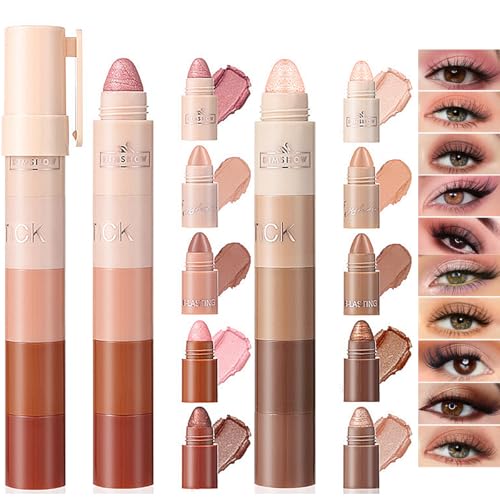 Baorder 10 Colour Eyeshadow Sticks,Weich und cremig deckend und glänzend,Langanhaltende Shimmer Eyeshadow Sticks,für Gesicht und Lidschattenstift,Hochpigmentierter von Baorder