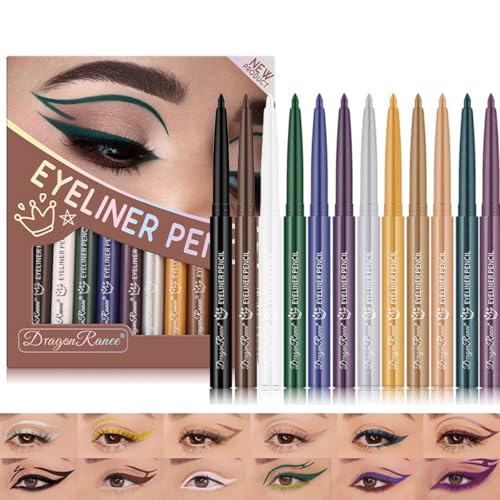 Baorder 12-teiliges Set mit bunten Eyeliner-Stiften, matte Farbstifte, wasserfester, wischfester, langanhaltender, pigmentierter Gel-Eyeliner, Augen-Make-up für Halloween, Weihnachten und Cosplay von Baorder