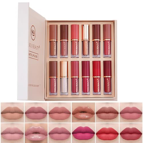 Baorder 12Pcs Velvet Matte Liquid Lipstick Set, Non-Stick Cup Nude Lip Stain Kit, Waterproof Long Lasting Quick-drying Matte and Glitter Lip Gloss, Lip Makeup Gift Kit für Frauen Baorder 12Pcs Velvet Matte Liquid Lipstick Set, Non-Stick Cup Nude Lip Stain Kit, Waterproof Long Lasting Quick-drying Matte and Glitter Lip Gloss, Lip Makeup Gift Kit für Frauen von Baorder