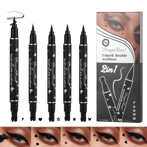 Baorder 5-Teiliges Doppelköpfig Flüssiges Eyeliner Stempel Stift Makeup Set,Wischfest Lazy Langlebiges Eye Liner Schablonen Augen Tattoo Tool,Wasserdicht Lang anhaltend Schwarzer Eyeliner Bleistift Baorder 5-Teiliges Doppelköpfig Flüssiges Eyeliner Stempel Stift Makeup Set,Wischfest Lazy Langlebiges Eye Liner Schablonen Augen Tattoo Tool,Wasserdicht Lang anhaltend Schwarzer Eyeliner Bleistift von Baorder