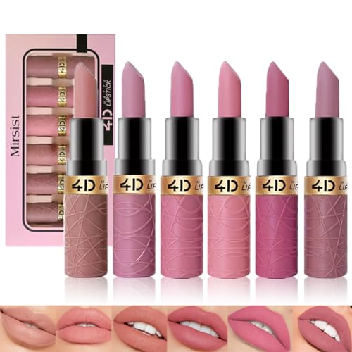 Baorder 6 Pcs Matte Lipstick Set,Wasserfester Langanhaltender Samtiger Lippenstift Reichhaltige Farben/Ultra-mattes Finish,Makeup Geschenk für Frauen (Set A) von Baorder