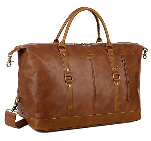 BAOSHA Groß Herren Leder Reisetasche Handgepäck Männer Tragetasche Travel Duffel Carry On Bag Weekender Tasche für Reise am Wochenend HB-14 (Braun) von Baosha