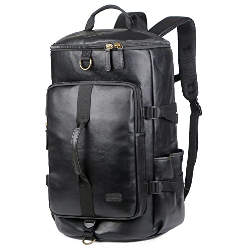 Baosha HB-26 3-Ways Herren Rucksäcke Handgepäck Schultertasche Convertible PU Leder Reisetasche Wanderrucksäcke Sporttasche Travel Duffel Bag Weekender Tasche (Schwarz) von Baosha