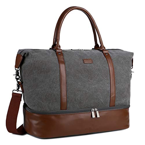 BAOSHA HB-28 Damen-Reisetasche aus Segeltuch, für Reisen, Wochenendausflüge, Handgepäcktasche, Tragetasche (grau), GRAU, 18 x 13 x 8 inch, modern/enganliegend von Baosha