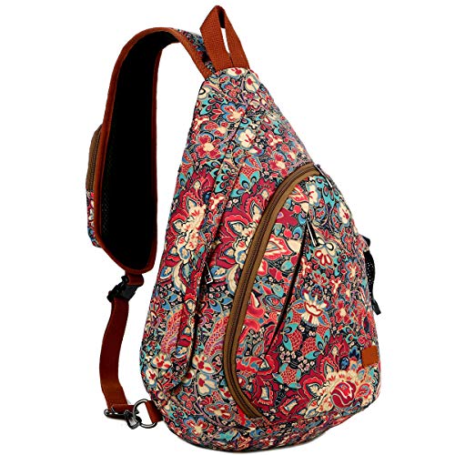 BAOSHA Sling Rucksack Crossbody Schulter Brusttasche Reise Wandern Tagesrucksack für Damen XB-04, Mehrfarbig, Large, Laptop von Baosha