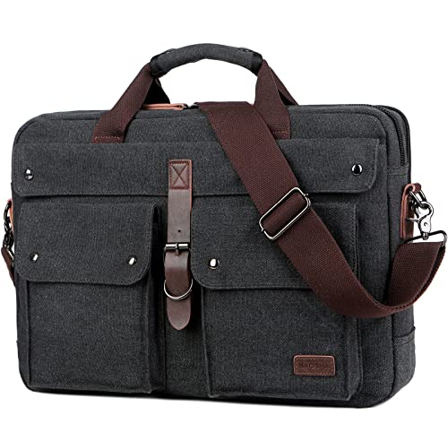 BC-07 Laptoptasche für Herren, 43,2 cm (17 Zoll), Segeltuch, Umhängetasche, Militär-Umhängetasche, Umhängetasche, Messengertasche, Vintage-Stil, Militär-Umhängetasche, Light Black von Baosha