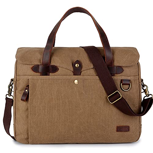 Baosha Gewachst Leinwand Laptoptasche Herren Damen Business Aktentasche Leder Arbeitstasche Umhängetasche YL-02 (Braun) von Baosha