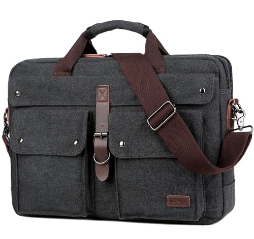 Baosha Herren Umhängetaschen Aktentasche Laptoptasche für 17 zoll Laptop Männer Groß Arbeitstasche Canvas Messenger Bag Schultertasche BC-07 (Schwarz) von Baosha