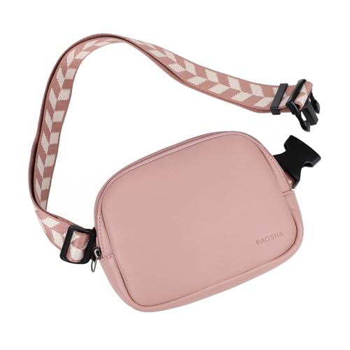 Hübsche Gürteltasche aus Leder für Damen, Sport-Hüfttasche, Reise-Gürteltasche für Workout, Laufen, Wandern, YB-07, Pink, Small, Stilvolle Gürteltasche für Damen von Baosha