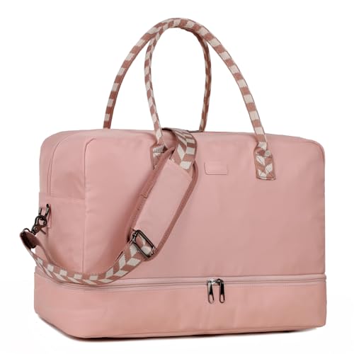 Hübsche Reisetasche für Damen, Reisetasche, Reisetasche, Wochenendtasche, Handgepäck mit Schuhfach HB-10, Pink, Medium, Seesack von Baosha