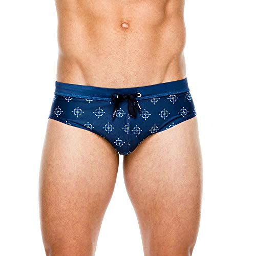 Baotung Herren Badehose Schwimmhose Wassersport kurz eng anliegend Badeslip, Dunkelblau, Gr.L(Taille: 74-82CM) von Baotung